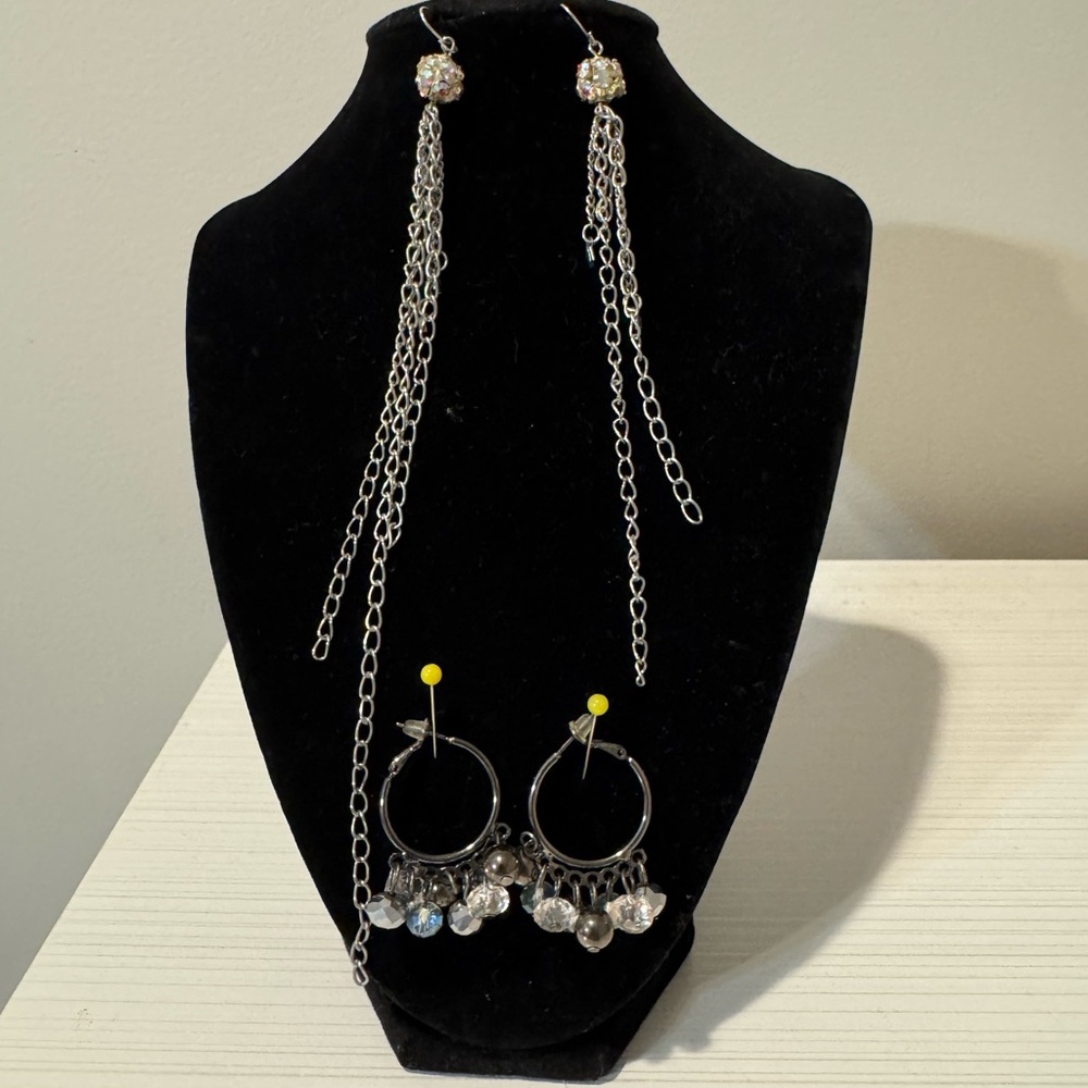 Elegant Silver Chain Dangle Earrings
